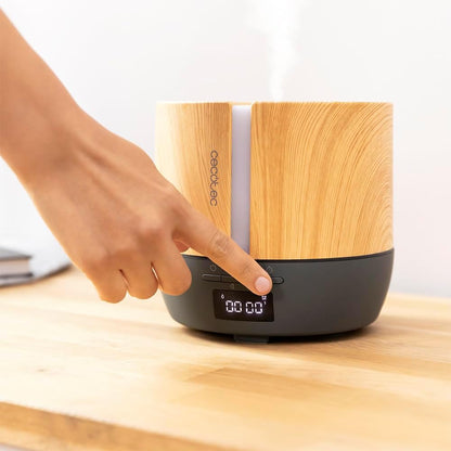 Cecotec Difusor de aromas PureAroma 550 Connected Grey Woody. Capacidade 500 ml, ecrã LED, alto-falante, controlo por bluetooth, aplicativo, temporizador 12h, 3 modos de funcionamento, cobertura 30 m2