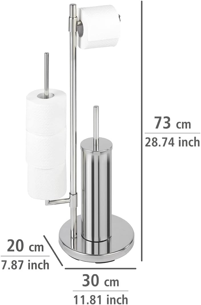 Wenko Conjunto de pé para o WC universal, aço inoxidável, prata brilhante, 20 x 30 x 73 cm
