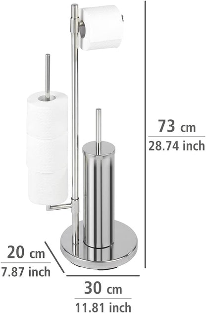 Wenko Conjunto de pé para o WC universal, aço inoxidável, prata brilhante, 20 x 30 x 73 cm