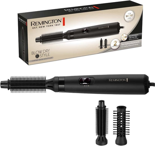 Remington Escova de Ar Blow Dry & Style - Modelador de Cabelo, 2 Acessórios, Modela e Dá Volume, Escova Secadora, Ótimo para Cabelo Curto, 400 W, 2 Temperaturas e 2 Velocidades - AS7100