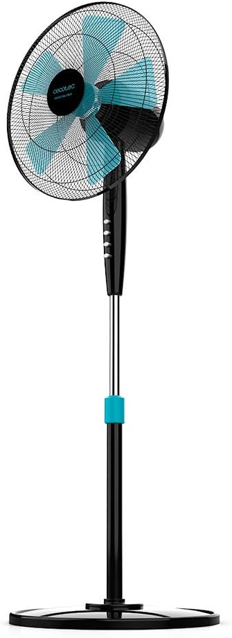 Cecotec Ventoinha de pé EnergySilence 510. 40 W, 5 pás de 40 cm de diâmetro, oscilante, 3 velocidades, altura ajustável 110-130 cm, motor de cobre, design em preto