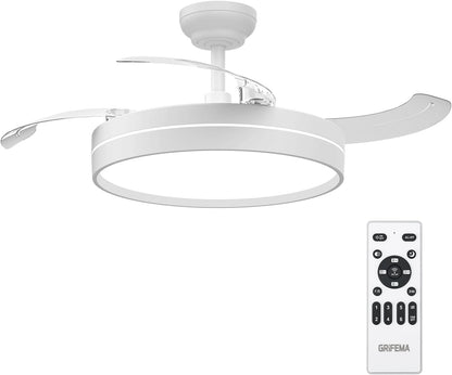 GRIFEMA Ventoinha de teto com luz e comando, 107 cm