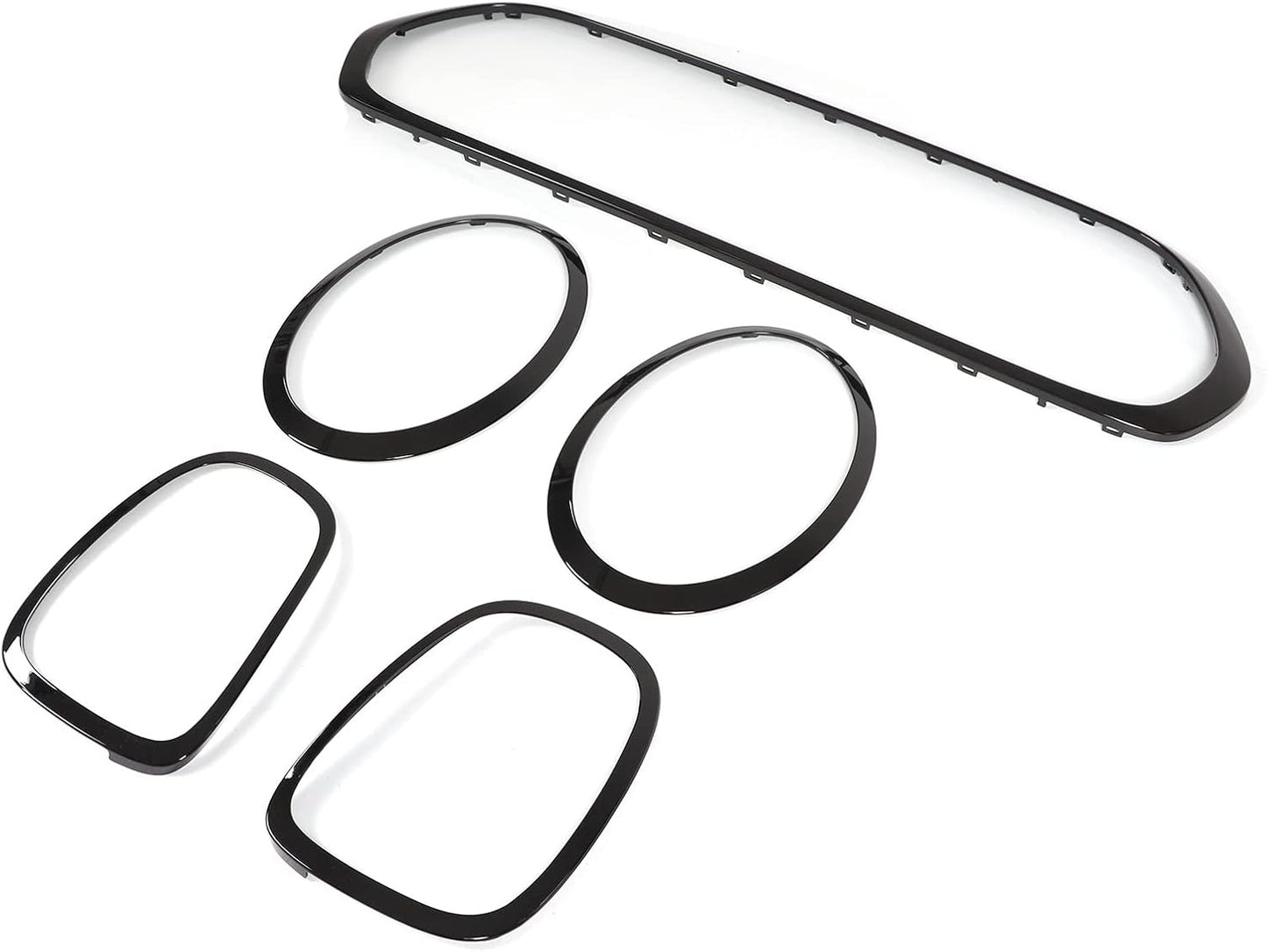 Kit de enfeite para faróis dianteiros, 5 peças, cor preta brilhante