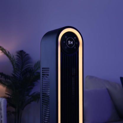 Cecotec Ventoinha de torre EnergySilence 9090 Skyline Smart Light de 42", 65 W, luz LED, ecrã LED táctil, controlo remoto, 6 velocidades e 3 modos, oscilação de 150º, temporizador