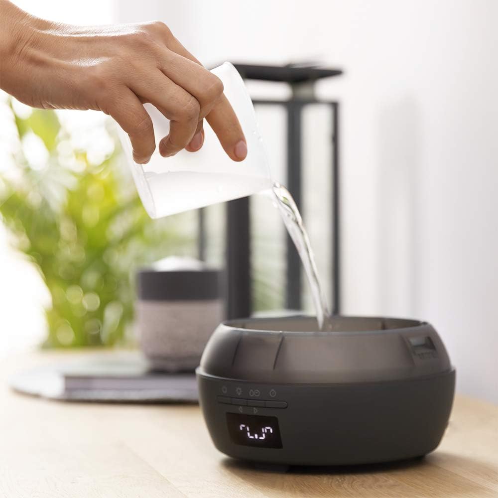 Cecotec Difusor de aromas PureAroma 550 Connected Grey Woody. Capacidade 500 ml, ecrã LED, alto-falante, controlo por bluetooth, aplicativo, temporizador 12h, 3 modos de funcionamento, cobertura 30 m2