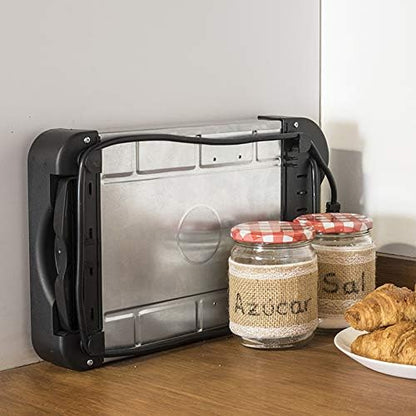 Cecotec Torradeira plana horizontal Turbo Easytoast Basic. Potência de 900 W com 6 níveis, 3 resistências de quartzo, bandeja de recolha de migalhas e oco recolhível, indicador luminoso, 31 x 35 cm