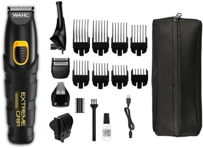 Wahl Extreme Grip Advanced Multigroomer, 240 minutos de funcionamento, aparador de pelos nasal para homens, aparador de barba incipiente, conjunto de higiene para homens, aparador corporal