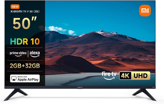 Xiaomi TV F 50, 50 polegadas (127 cm), 4K UHD, Smart TV, Fire OS8 [Classe energética F] Triplo sintonizador DVB-C/S/S2/T/T2, 60 Hz com 120 Hz Game Boost, controlo de voz com Alexa
