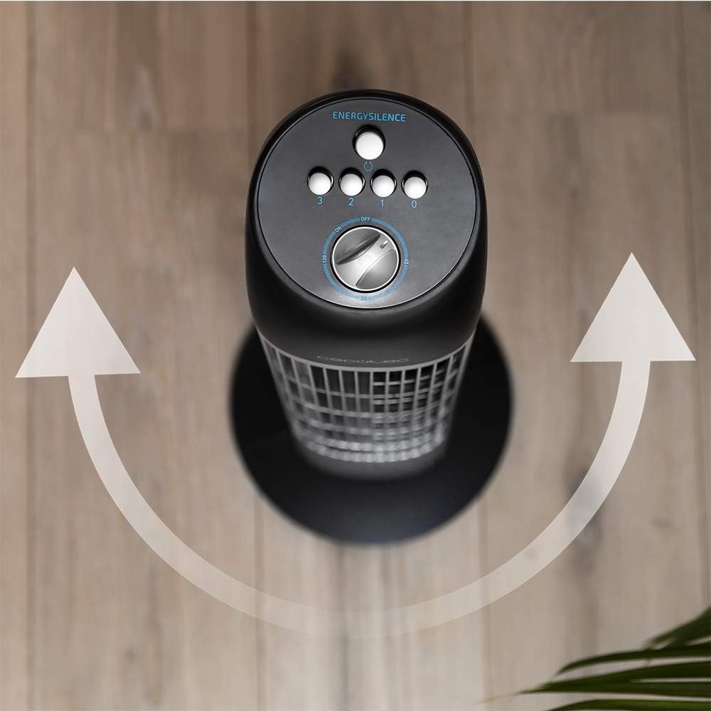 Cecotec Ventoinha de torre com temporizador EnergySilence 850 Skyline. 45 W, altura 84 cm, motor de cobre, 3 velocidades, oscilação automática de 70 graus, alça traseira