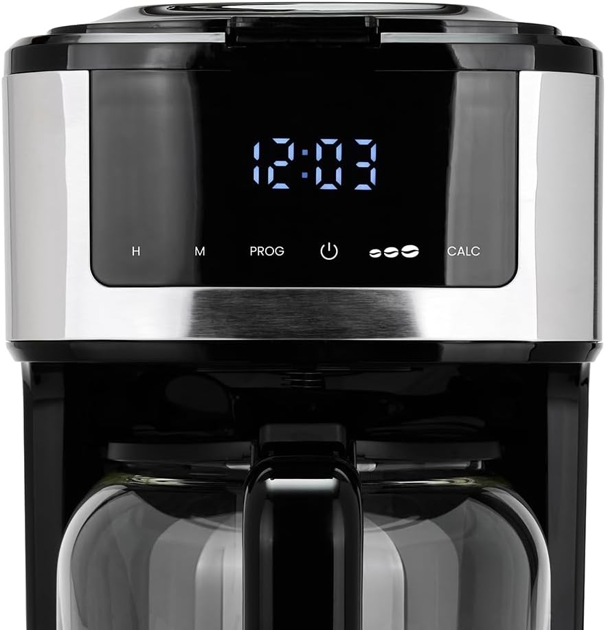 Livoo - Cafeteira elétrica programável DOD208-15 chávenas, 1,8 L, filtro reutilizável, função de programação, manutenção quente, vidro