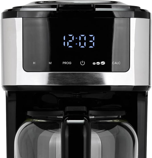 Livoo - Cafeteira elétrica programável DOD208-15 chávenas, 1,8 L, filtro reutilizável, função de programação, manutenção quente, vidro