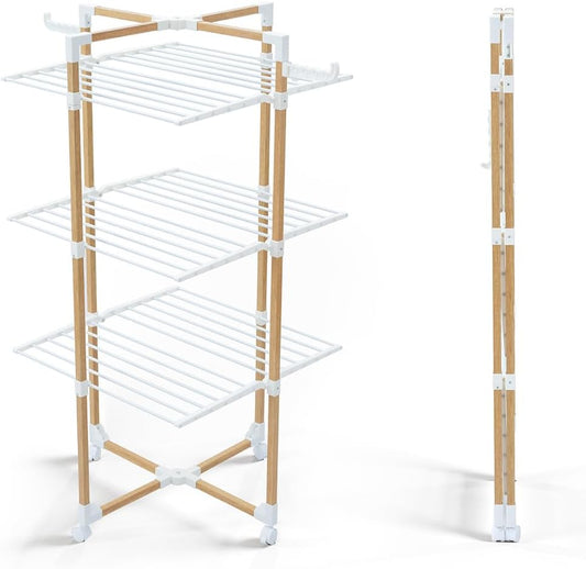 VOUNOT® Estendal de Pé de Torre de 3 Níveis, Estendal Vertical de 25m
