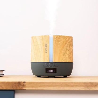 Cecotec Difusor de aromas PureAroma 550 Connected Grey Woody. Capacidade 500 ml, ecrã LED, alto-falante, controlo por bluetooth, aplicativo, temporizador 12h, 3 modos de funcionamento, cobertura 30 m2
