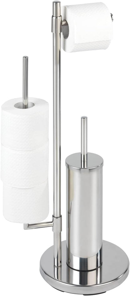 Wenko Conjunto de pé para o WC universal, aço inoxidável, prata brilhante, 20 x 30 x 73 cm