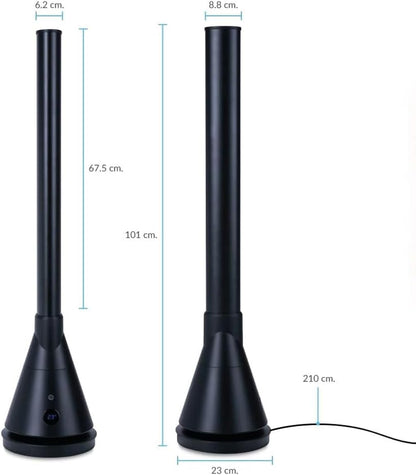 NEWTECK NEWLUX Ventilador de torre dupla 365 preto, com função de calor, Temp. Ajustável de 1 a 30 °C, termostato, 8 h, tátil, controlo remoto, oscilante, 4 níveis de calor e 9 frio, 1800 W