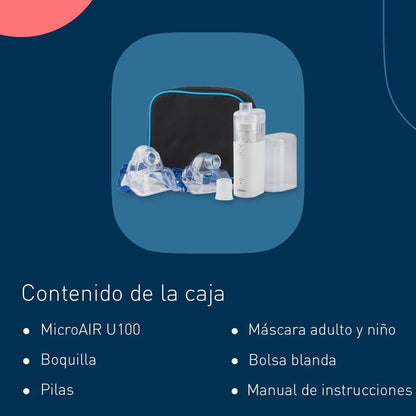 OMRON MircoAIR U100 Nebulizador portátil para crianças e adultos, nebulizador de mão elétrico e silencioso, para a tosse, a asma e doenças pulmonares obstrutivas crônicas