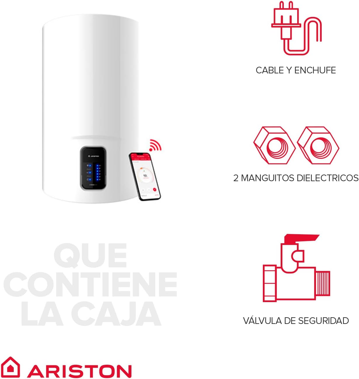Ariston Velis Pro Wifi (ex.DUO 5 Fleck) - Termo elétrico de 50 litros baixo consumo multiposição, aquecedor de água 79,7x27,5x51,1