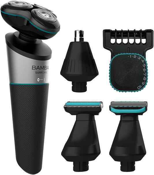 Cecotec Máquina de Barbear Rotativa e Multifuncional 5 em 1 Bamba PrecisionCare. Bateria de lítio, Autonomia 90 mins, À prova de água, Lâminas de aço inoxidável, Indicador LED, IPX5