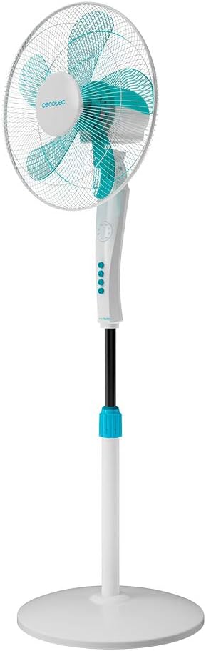 Cecotec Ventoinha de pé com controlo remoto e temporizador EnergySilence 530 Power Connected White. 50 W, 5 pás de 40 cm, 3 velocidades, motor de cobre, oscilante, ecrã, branco