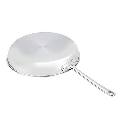 Amazon Basics Frigideira de aço inoxidável com tecnologia Tri Ply de 3 camadas, 30 cm, cabo resistente ao calor, prateado