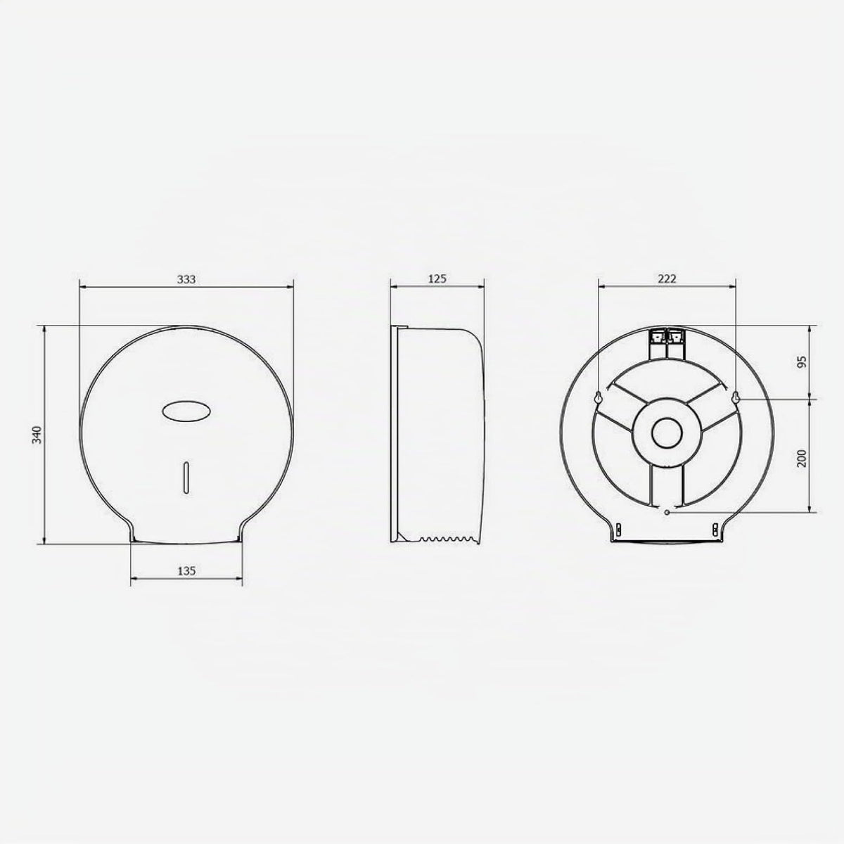 Jofel - Suporte de rolo de papel higiénico industrial grande, dispensador de papel em rolos 400 m, diâmetro 260 mm, mandril 45 - 55 mm, ideal casas de banho públicas, carcaça ABS valor AE77300 prata
