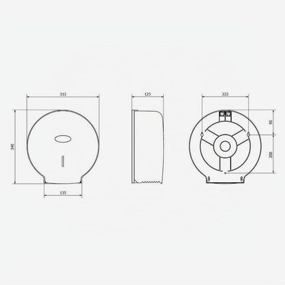 Jofel - Suporte de rolo de papel higiénico industrial grande, dispensador de papel em rolos 400 m, diâmetro 260 mm, mandril 45 - 55 mm, ideal casas de banho públicas, carcaça ABS valor AE77300 prata