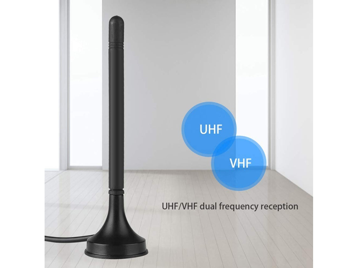 Antena de Tv para Tv Digital Hdtv Portátil Interna Antena de Carro com Base Magnética e Amplificador de Sinal Amplificado Uhf/Vhf Integrad