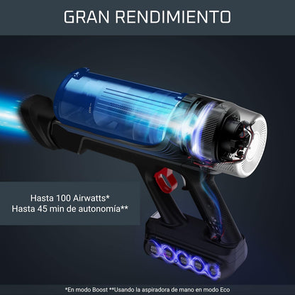 Rowenta Xforce Flex 9.60 Aqua RH20C2 – Aspiradora escoba sem fio de 250 W de potência, aspira e lava, função 4 em 1, chão, sofá, parede, tecnologia Flex, inclui acessórios