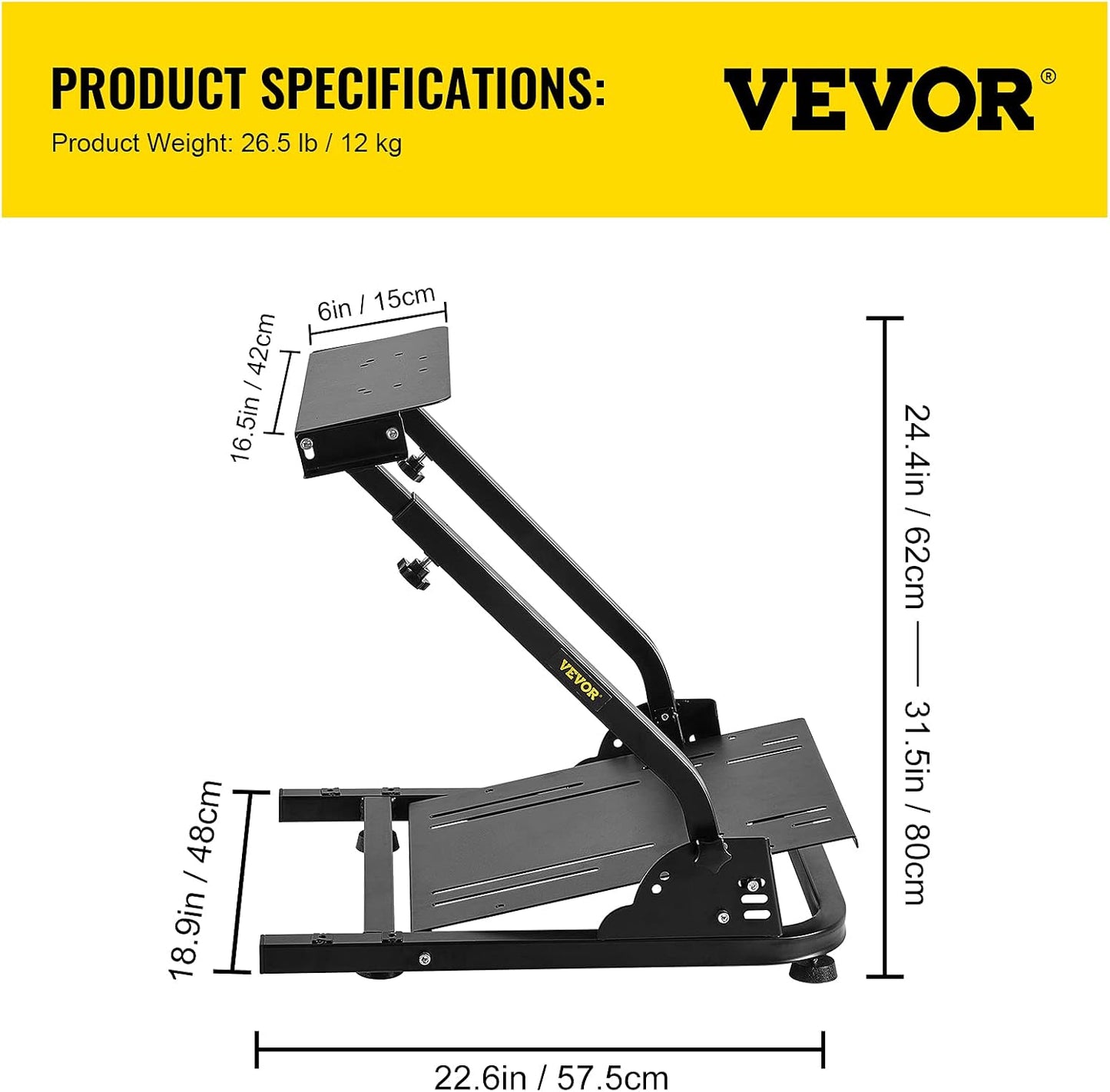 VEVOR Suporte para volante 61 x 45 x 58 - 77 cm, universal dobrável G25 G27 G29 e G920 Wheel Stand Pro, compatível com Logitech [Video Game] preto (YXZG29YXARTZDZ001V0)