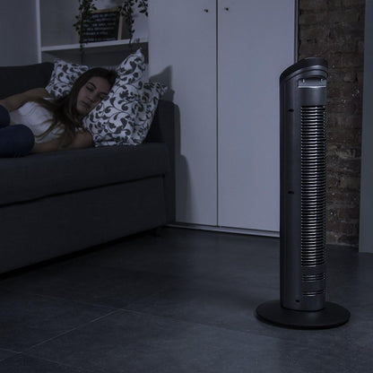 Cecotec Ventoinha de torre digital com temporizador e controlo remoto EnergySilence 890 Skyline. 50 W, 30'' (76 cm) de altura, oscilação, motor de cobre, 3 velocidades, 3 modos, preto
