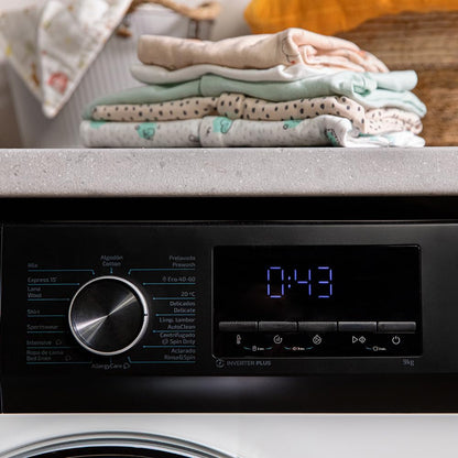 Cecotec Máquina de Lavar 9Kg Carregamento Frontal Bolero Dresscode 9500 Inverter A. 1900W, 1400 rpm, Motor Inverter Plus, Baixo Consumo, 16 Programas, SteamMax, Início Diferido, Branco [Classe energética A]