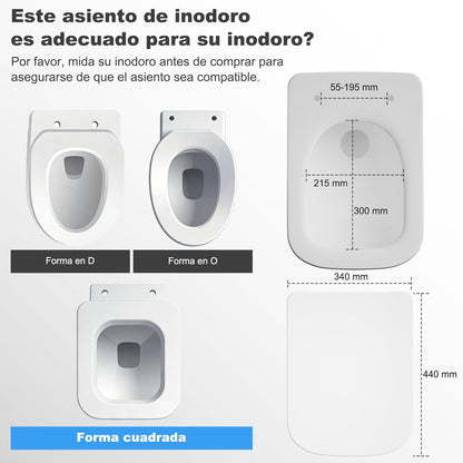 SURFOU Tampa WC universal em forma de quadrado