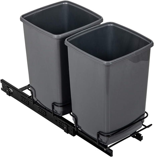 Addis 518527 - Sistema de lixo duplo removível para armário, 2 x 10 L, ecológico, de plástico 100% reciclado, cor cinza claro, 20 unidades