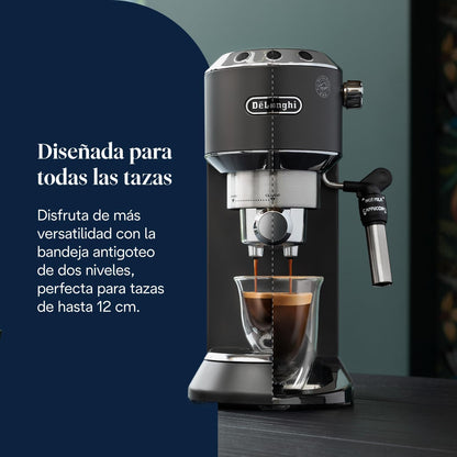 De'Longhi Dedica - Máquina de café com bomba de aço inoxidável para café moído ou monodose
