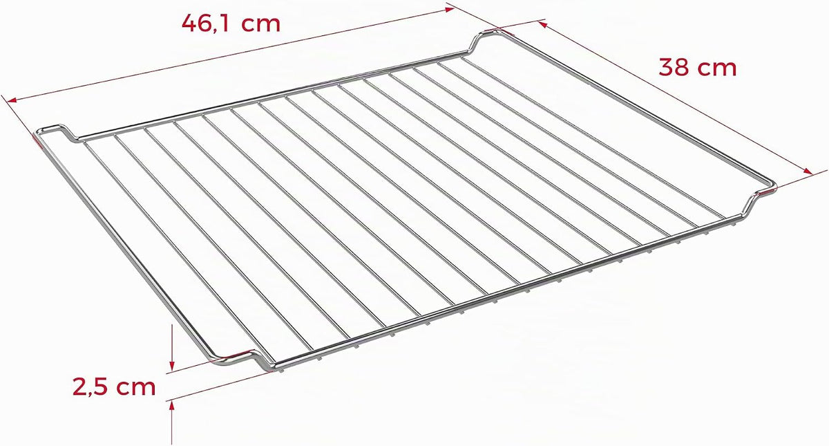 Teka Grelha de aço inoxidável para forno padrão de 60 cm, fácil de limpar, compatível com utensílios de cozinha, 46 cm de largura, válida para forno 2015, fabricado com energia renovável