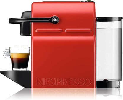 Krups Nespresso Inissia XN1005 - Máquina de café monodose de cápsulas Nespresso, 19 bares, desligamento automático, capacidade de 0,7L, design compacto, modo eco, cor vermelho, inclui kit de