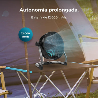 Cecotec Ventoinha de chão industrial Proindustry portátil. 12000 Mah, diâmetro 25,4 cm, 9 velocidades, bateria potente, design robusto, inclinação ajustável, grade de proteção, fácil transporte