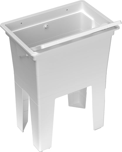 Tanque de lavar a roupa -  tábua de lavagem com dois modos, fácil de montar, resistente aos ácidos de uso comum, lavandaria, garagem, exterior, 59L x 40P x 74A cm, branco [Classe energética A+++] Adventa