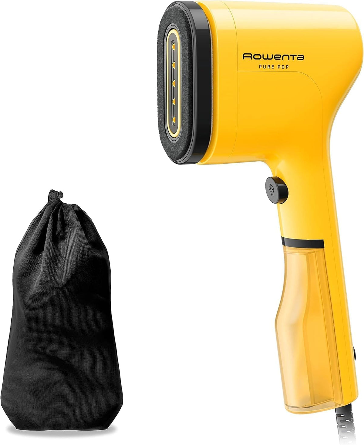 Rowenta Pure Pop - Ferro a vapor de 1300 W com saída de vapor de até 20 g/min que plancha e purifica, elimina pêlos e pelos, cabeças reversíveis, design para viagem, cor amarelo, DR2026