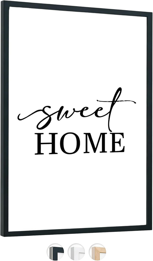 edihome, Moldura 40 x 60 cm de madeira com folha acrílica, moldura para fotos para poster, diploma, título e certificados, horizontal ou vertical (preto)