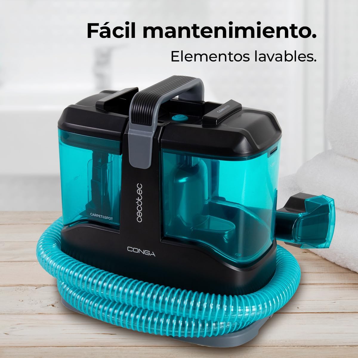 Cecotec Aspirador Limpador de Estofos e Tapetes com Cabo Compacto Conga 3000 Carpet&Spot Clean X-Treme. 450W, 13kPa, Depósito de Água Limpa 1000ml e Água Suja 550ml, Spray Pulverizador
