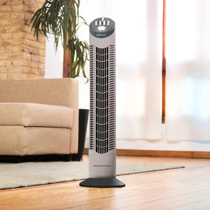 Cecotec Ventoinha de torre com temporizador EnergySilence 790 Skyline. 50 W, 30 '' (76 cm) de altura, controlo mecânico, oscilante, motor de cobre, 3 velocidades
