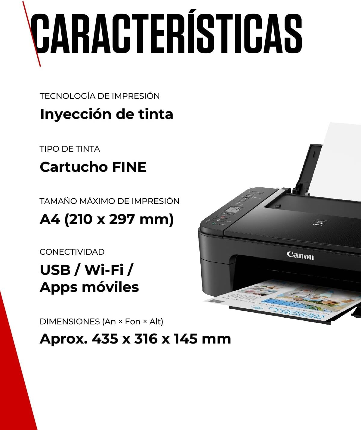 Canon PIXMA TS3350 Impressora multifuncional com Wi-Fi e jato de tinta, Preto