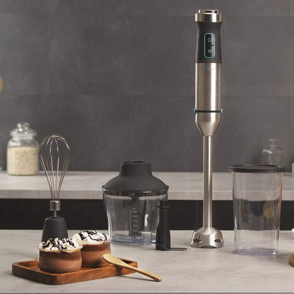 Cecotec Liquidificadora de mão Power TitanBlack 1500 XL Cream&Crush. Potência de 1500 W, lâmina de 4 folhas com revestimento de titânio, pé XL, sino anti-salpicos, velocidade ajustável, função turbo