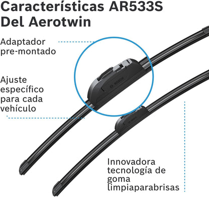 Escova limpa para-brisas Bosch Aerotwin AR533S, comprimento: 530mm/475mm – 1 conjunto para o para-brisas (frontal)