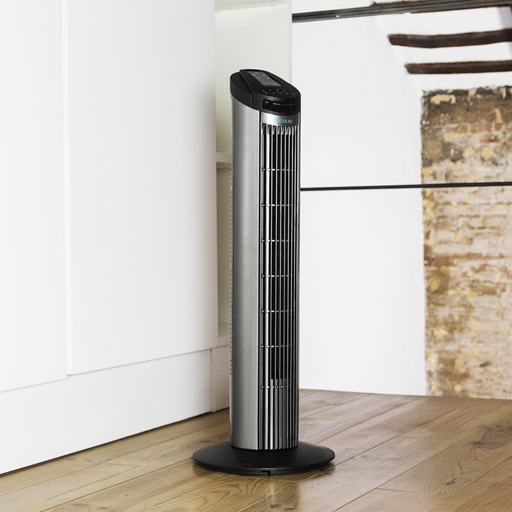 Cecotec Ventoinha de torre digital com temporizador e controlo remoto EnergySilence 890 Skyline. 50 W, 30'' (76 cm) de altura, oscilação, motor de cobre, 3 velocidades, 3 modos, preto