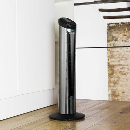 Cecotec Ventoinha de torre digital com temporizador e controlo remoto EnergySilence 890 Skyline. 50 W, 30'' (76 cm) de altura, oscilação, motor de cobre, 3 velocidades, 3 modos, preto