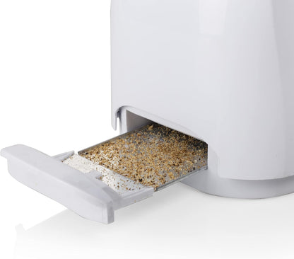 Tristar BR-1013 Torradeira para 2 fatias de pão, 2 ranhuras curtas, 6 níveis de tostado, bandeja para migalhas removível, função de descongelar ou reaquecer, 800 W