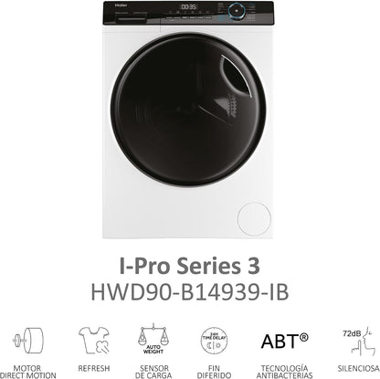 Haier I-Pro Series 3 HWD90-B14939-IB - Máquina de Lavar e Secar, Capacidade 9 kg + 6 kg,