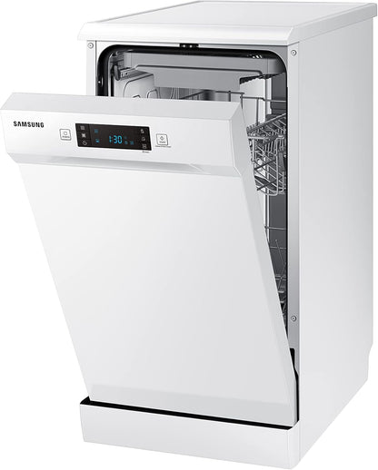 SAMSUNG DW50R4070FW - Lava-louças USADA, 10 talheres, 45 cm, A++, Instalação livre, Branco | Classe E, abertura automática Push Open, lavagem rápida 60 min, lavagem automática, carregamento flexível, função higiene [Classe energética E]